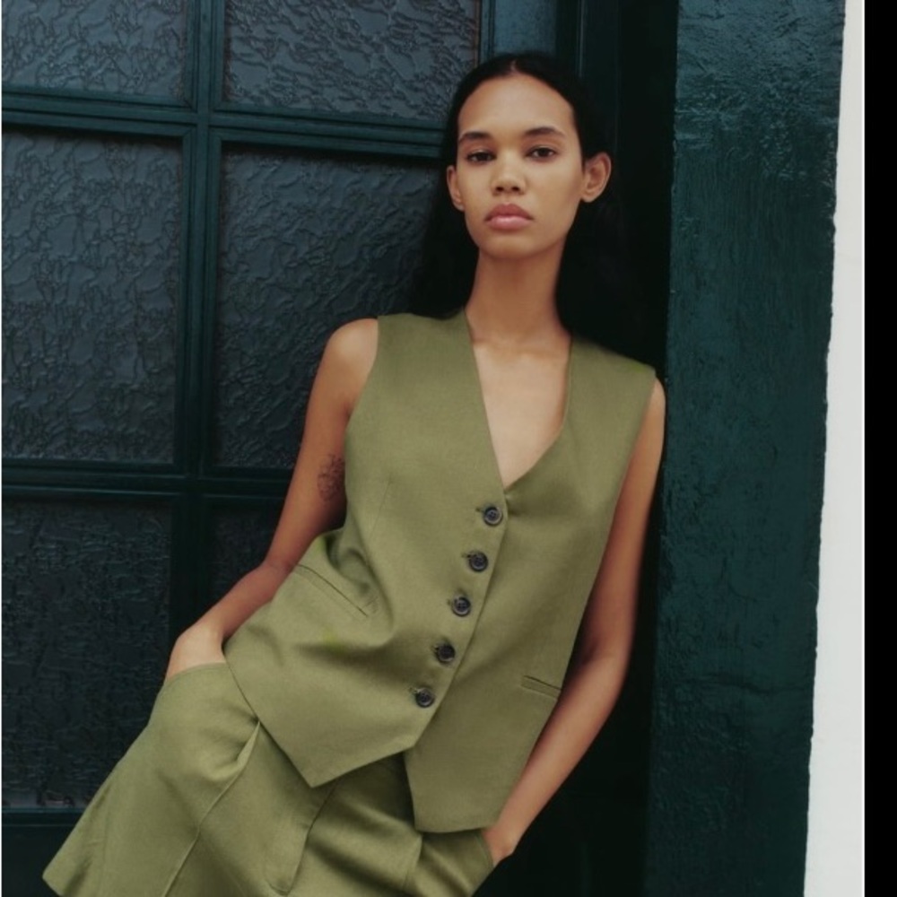 Zara Tailored Linen Blend Vest / Waistcoat